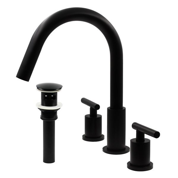 Novatto WALTZ Widespread 2-Handle Lavatory Faucet in Matte Black with Drain NBF-112MB-PUD